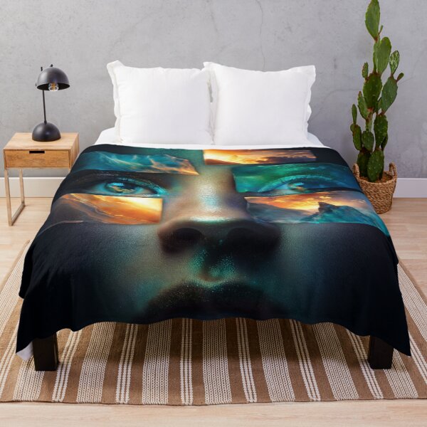 Item preview, Fractured Horizon Face Digital Art Print designed and sold by VisionaryVeils.