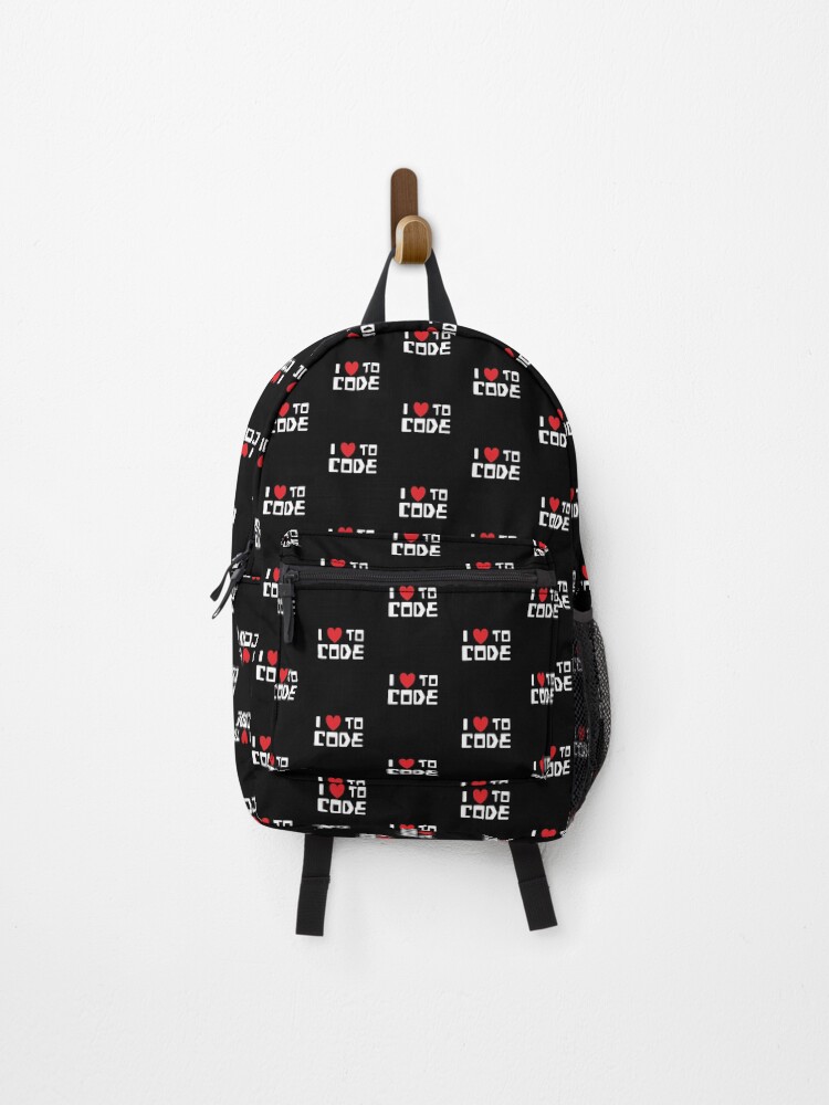 Thumbnail 1 of 3, Backpack, I Love to Code designed and sold by softwaretesting.