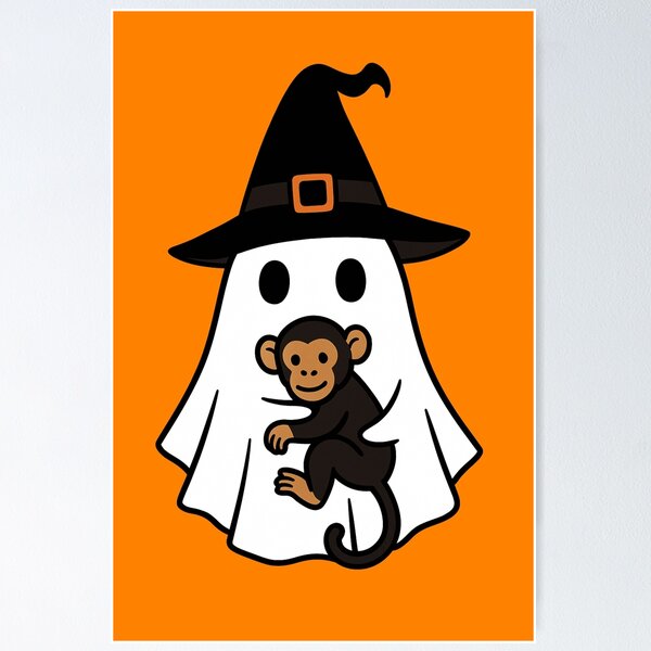 Item preview, Chimpanzee Halloween Ghost Witch Hat Animal Lovers Boys Girls Kids designed and sold by FurryHavenPH.
