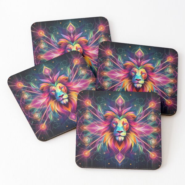 Item preview, Colorful geometric decorative mystic lion  designed and sold by Dogandesighn.