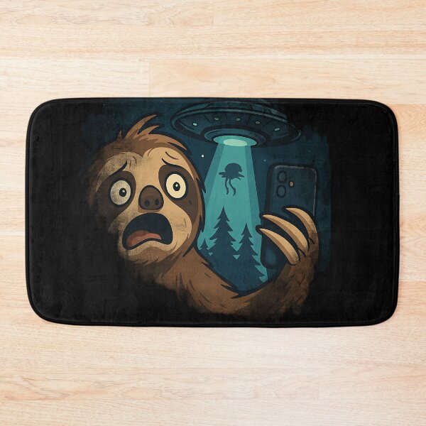 Item preview, SPOOKED SLOTH TAKING SELFIE AND UFO FLOATING IN THE BACKGROUND  designed and sold by Jt41.