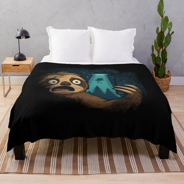 Item preview, SPOOKED SLOTH TAKING SELFIE AND UFO FLOATING IN THE BACKGROUND designed and sold by Jt41.