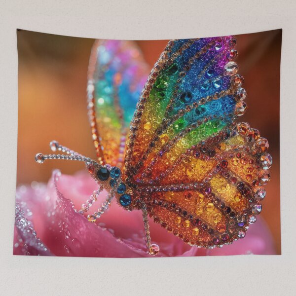 Item preview, Crystal Butterfly Glow Digital Art Print designed and sold by VisionaryVeils.