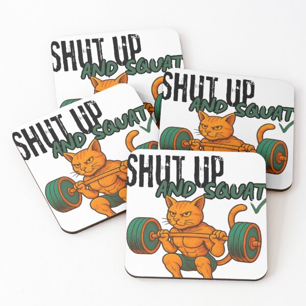 Item preview, Shut Up and Squat - Gym Cat Powerlifting Design designed and sold by Gniesss.