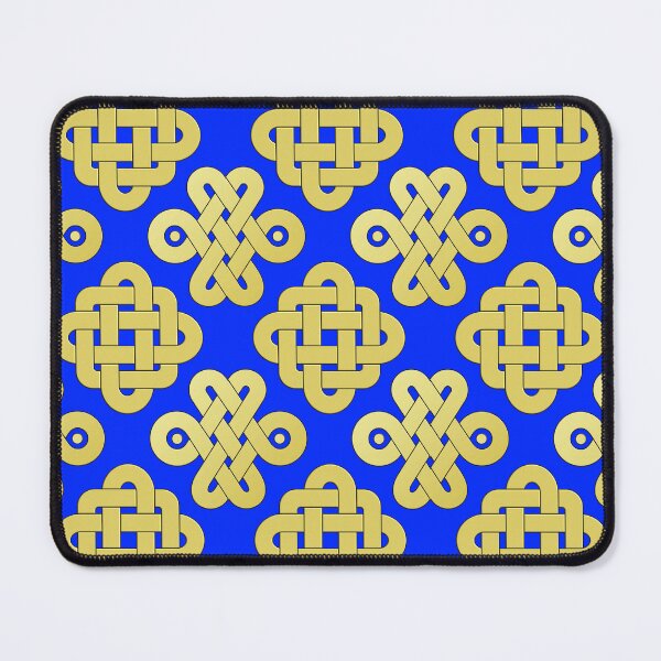 Item preview, Celtic knot designs repetition gold on blue designed and sold by ChimaGraphics.