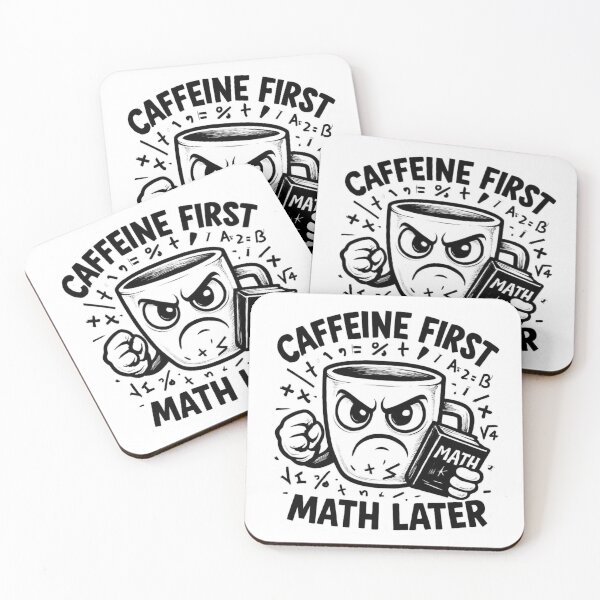 Item preview, Caffeine First Math Later – Grumpy Coffee Sticker designed and sold by Imaginarium of Chaos falcon88 .