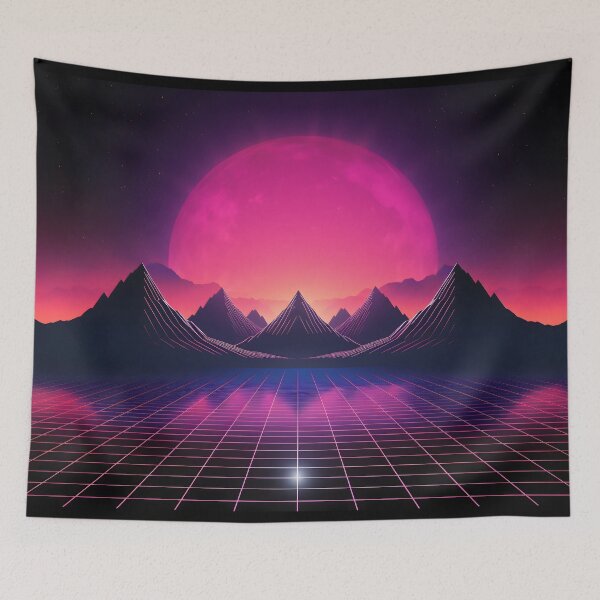 Item preview, Vintage Synthwave Retro Mountain Sunset designed and sold by legendaryskins.