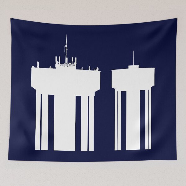 Item preview, Steel Town Water Towers, Corby, Northamptonshire, UK - White-Dark Blue designed and sold by Kate Anderson Art.