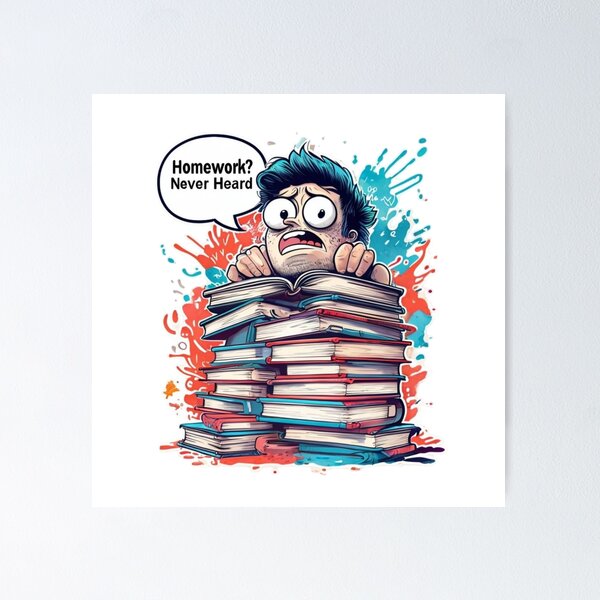 Item preview, Homework Never Heard – Book Pile Doodle designed and sold by Imaginarium of Chaos falcon88 .