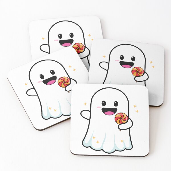 Item preview, Happy Lollipop Ghost  A cheerful cartoon ghost enjoying a delicious lollipop, designed and sold by Koony House and Field.