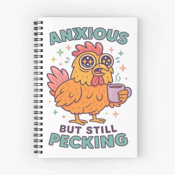 Item preview, Anxious but Still Pecking – Funny Kawaii Chicken Cartoon Design designed and sold by Art-Tacos.