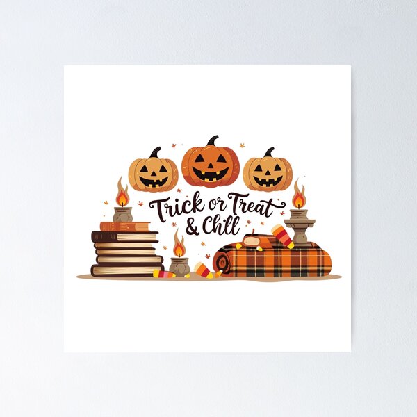 Artikelvorschau, Trick or Treat & Chill – Cozy Halloween Pumpkin entworfen und verkauft von wendydesigh.