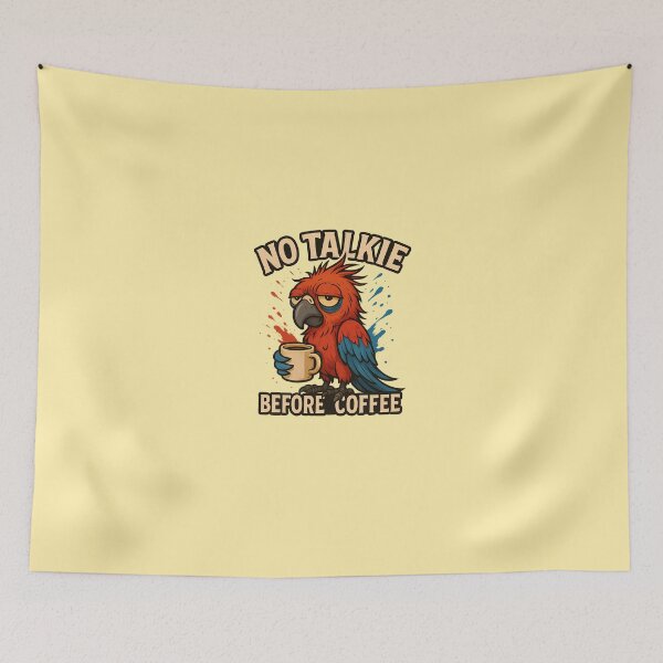 Item preview, No Talkie Before Coffee – Grumpy Parrot Caffeine Lover Design designed and sold by MarCinu Art.