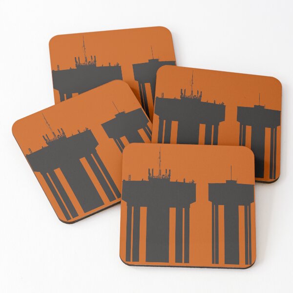 Item preview, Steel Town Water Towers, Corby, Northamptonshire, UK - Black-Orange designed and sold by Kate Anderson Art.