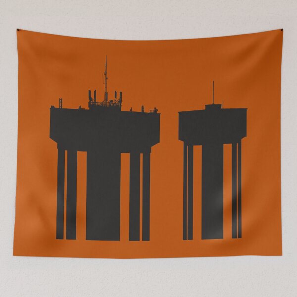Item preview, Steel Town Water Towers, Corby, Northamptonshire, UK - Black-Orange designed and sold by Kate Anderson Art.