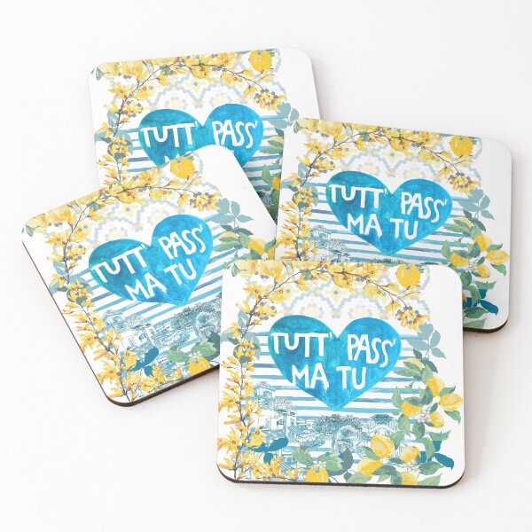 Item preview, Amalfi lemons Italian love quote TUTTO PASSA MA TU Napoli amore frase Naples napoletano designed and sold by Katarina Roccella.