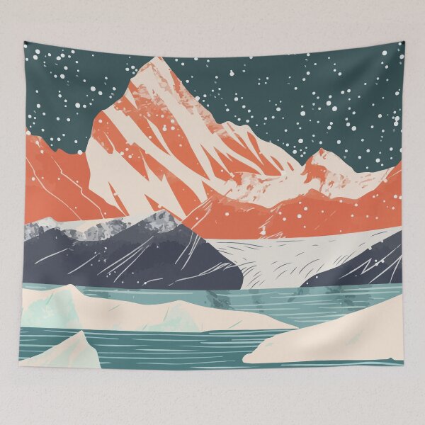 Item preview, Beautiful Alaska Mountain Glacier Lake Minimalist Art Illustration designed and sold by LVTFCOarts.