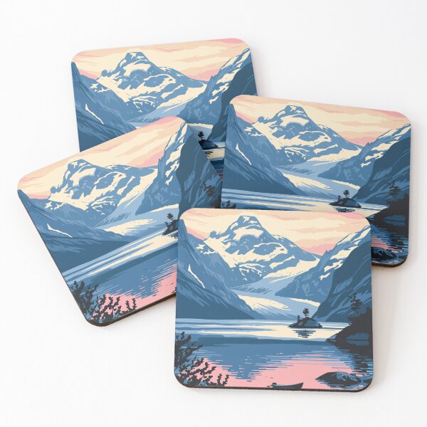 Item preview, Calm Alaska Mountain Glacier Lake Minimalist Art Illustration designed and sold by LVTFCOarts.