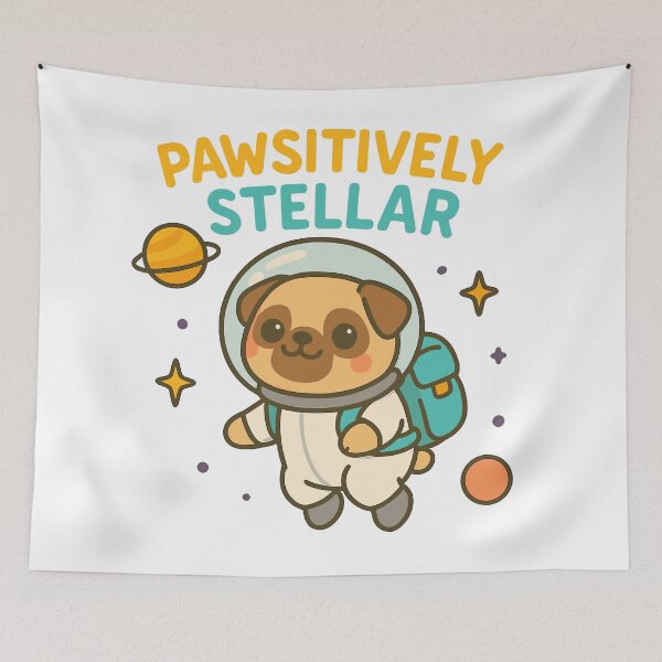 Item preview, Adorable Astronaut Pug Design designed and sold by ThreadQuirk.