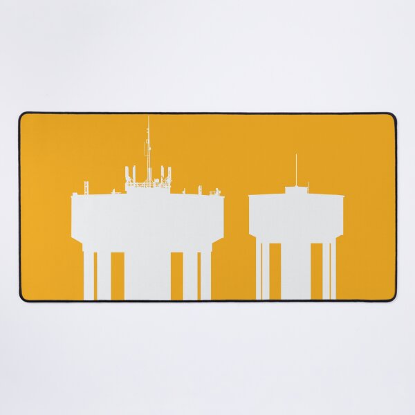Item preview, Steel Town Water Towers, Corby, Northamptonshire, UK - White-Yellow designed and sold by Kate Anderson Art.