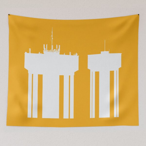 Item preview, Steel Town Water Towers, Corby, Northamptonshire, UK - White-Yellow designed and sold by Kate Anderson Art.