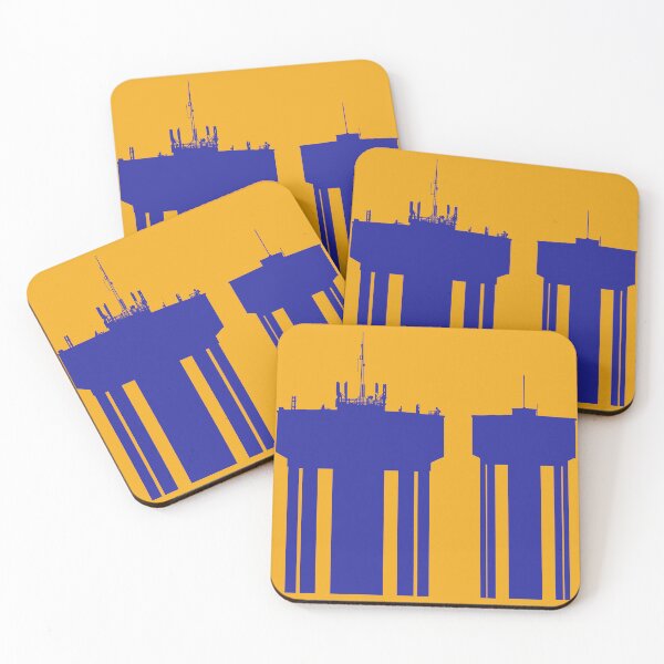 Item preview, Steel Town Water Towers, Corby, Northamptonshire, UK - Blue-Yellow designed and sold by Kate Anderson Art.