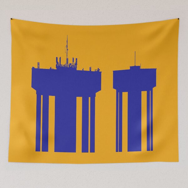 Item preview, Steel Town Water Towers, Corby, Northamptonshire, UK - Blue-Yellow designed and sold by Kate Anderson Art.