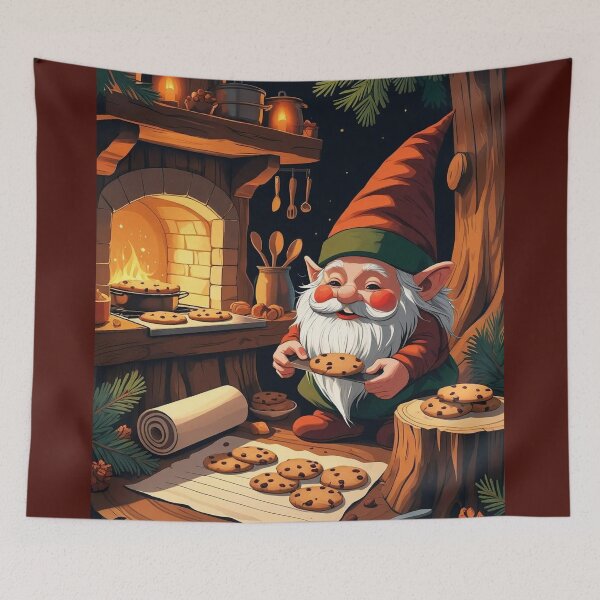 Item preview, Forest Gnome Baking Cookies – Cozy Storybook Kitchen Art designed and sold by Deezyned.