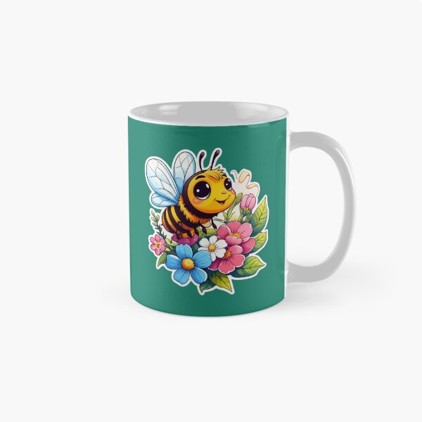 Item preview, Adorable Cartoon Bee with Colorful Flowers designed and sold by PrintBreeze.