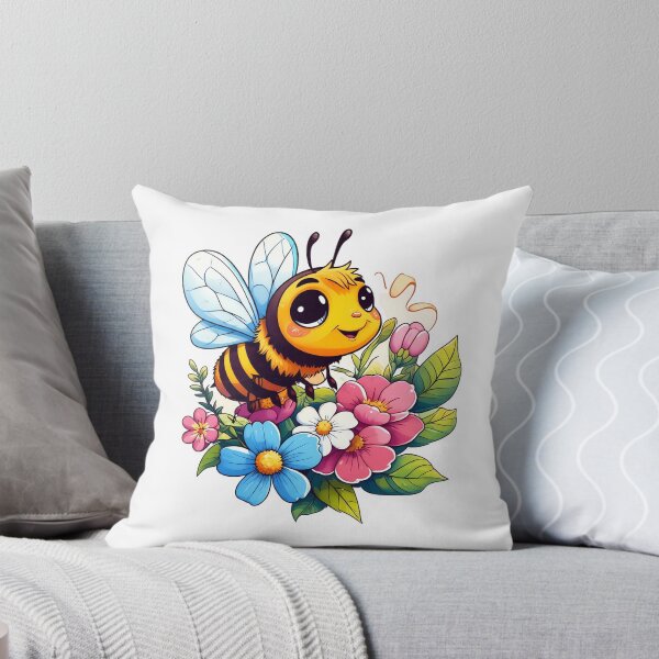 Item preview, Adorable Cartoon Bee with Colorful Flowers designed and sold by PrintBreeze.