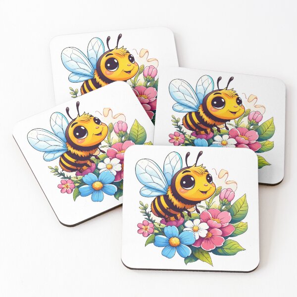 Item preview, Adorable Cartoon Bee with Colorful Flowers designed and sold by PrintBreeze.