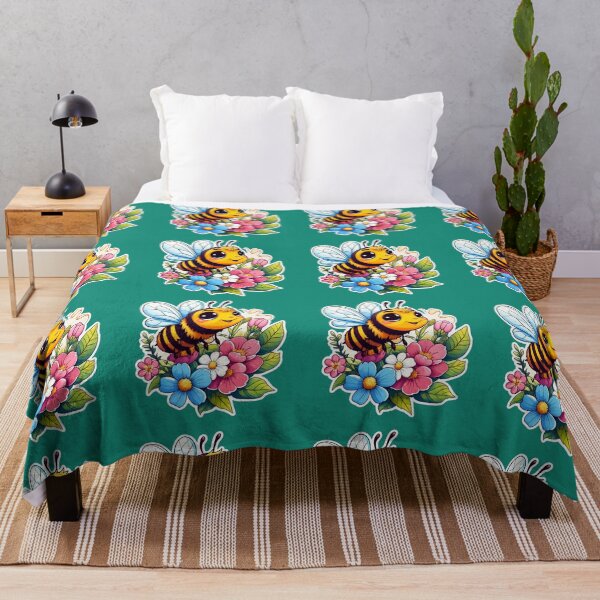 Item preview, Adorable Cartoon Bee with Colorful Flowers designed and sold by PrintBreeze.