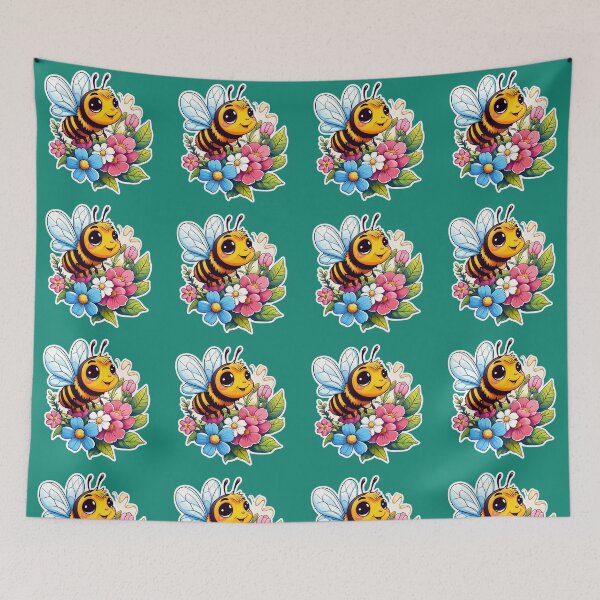 Item preview, Adorable Cartoon Bee with Colorful Flowers designed and sold by PrintBreeze.