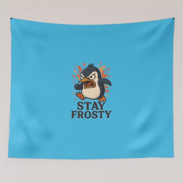 Item preview, Stay Frosty – Angry Penguin Combat Readiness Cartoon Design designed and sold by MarCinu Art.