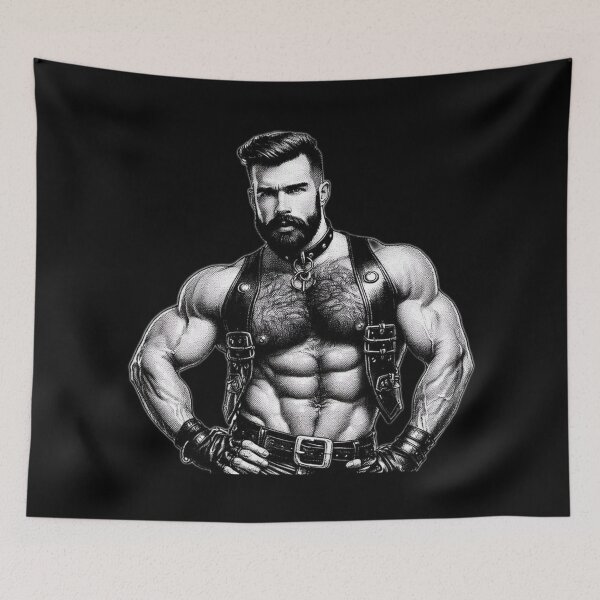 Item preview, Gay Leather Bar Pride "Hans" Leather Bar Berlin Pride Pointillism Graphic Design designed and sold by ItsAKinkThing.