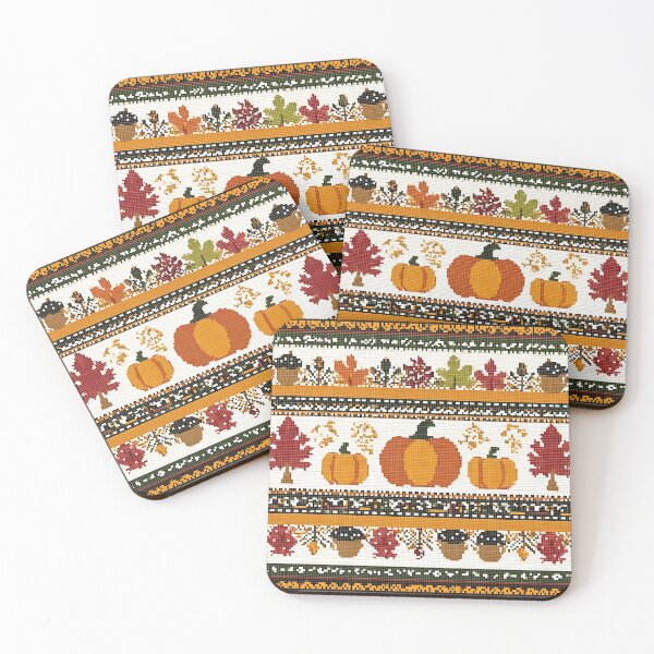 Item preview, Autumn-inspired Nordic pixel seamless pattern 1 designed and sold by Shuga-Design.