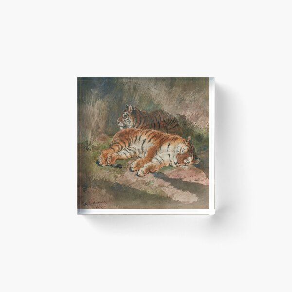 Item preview, Resting Tigers in the Wild – Two Recumbent Tigers – Inspired by Rosa Bonheur 1887// Public Domain designed and sold by Vernissage-dart.