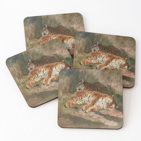 Item preview, Resting Tigers in the Wild – Two Recumbent Tigers – Inspired by Rosa Bonheur 1887// Public Domain designed and sold by Vernissage-dart.