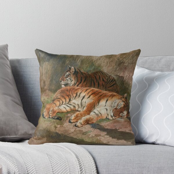 Item preview, Resting Tigers in the Wild – Two Recumbent Tigers – Inspired by Rosa Bonheur 1887// Public Domain designed and sold by Vernissage-dart.