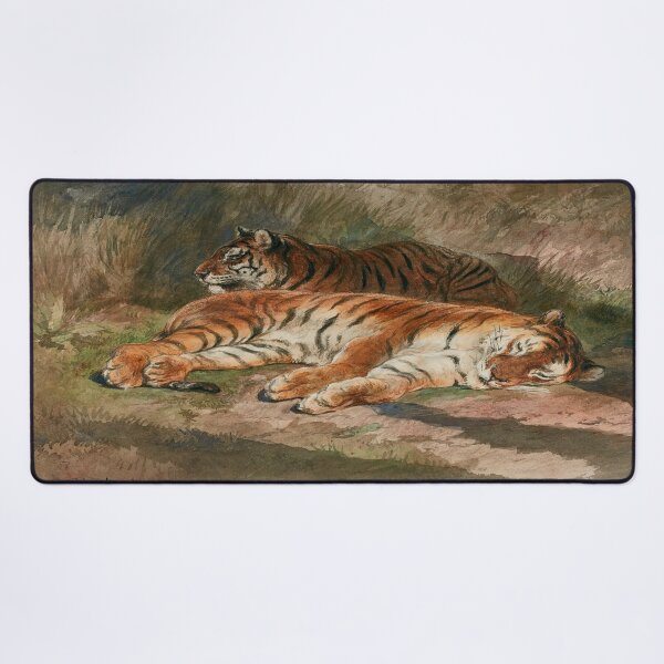 Item preview, Resting Tigers in the Wild – Two Recumbent Tigers – Inspired by Rosa Bonheur 1887// Public Domain designed and sold by Vernissage-dart.