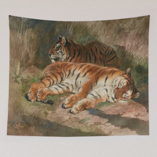 Item preview, Resting Tigers in the Wild – Two Recumbent Tigers – Inspired by Rosa Bonheur 1887// Public Domain designed and sold by Vernissage-dart.