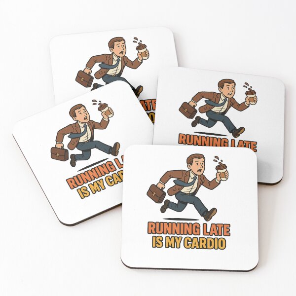 Item preview, Running Late Is My Cardio – Funny Retro Coffee & Office Humor Design designed and sold by Late Theory.