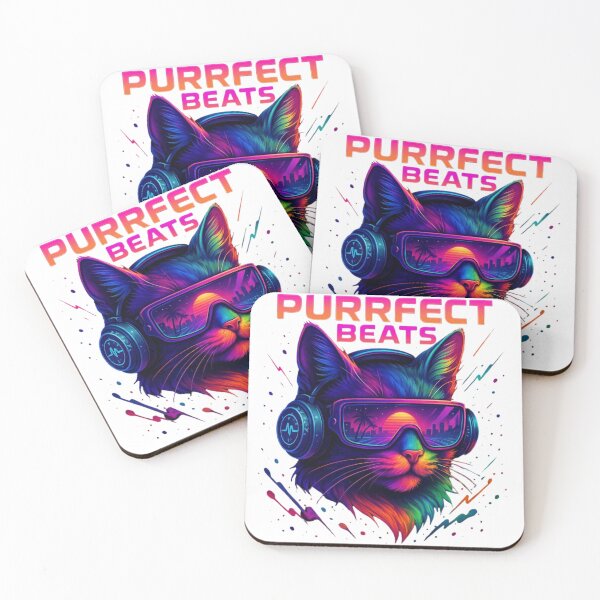 Item preview, Purrfect Beats – Futuristic Neon DJ Cat Design designed and sold by 5CatDesign.
