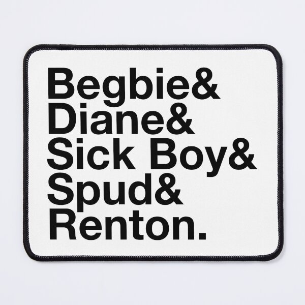 Item preview, Begbie & Diane & Sick Boy & Spud & Renton – Trainspotting Characters List - Black Text designed and sold by NiceHatHarry.