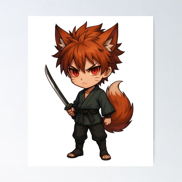 Item preview, Shinobii Kiddo – Chibi Ninja Boy with Spiky Hair and Scroll designed and sold by ColorSplash123.