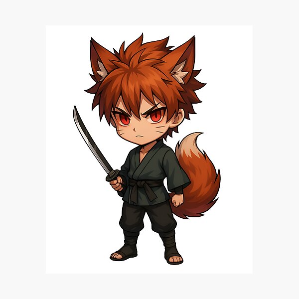 Item preview, Shinobii Kiddo – Chibi Ninja Boy with Spiky Hair and Scroll designed and sold by ColorSplash123.