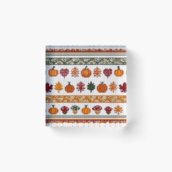 Item preview, Autumn-inspired Nordic pixel seamless pattern 4 designed and sold by Shuga-Design.