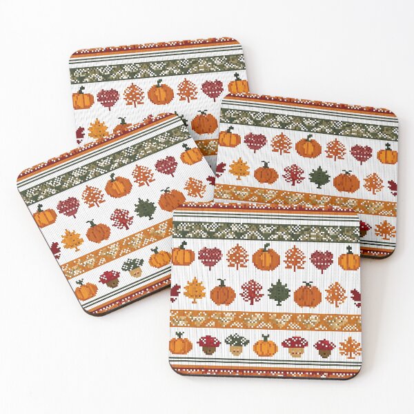 Item preview, Autumn-inspired Nordic pixel seamless pattern 4 designed and sold by Shuga-Design.