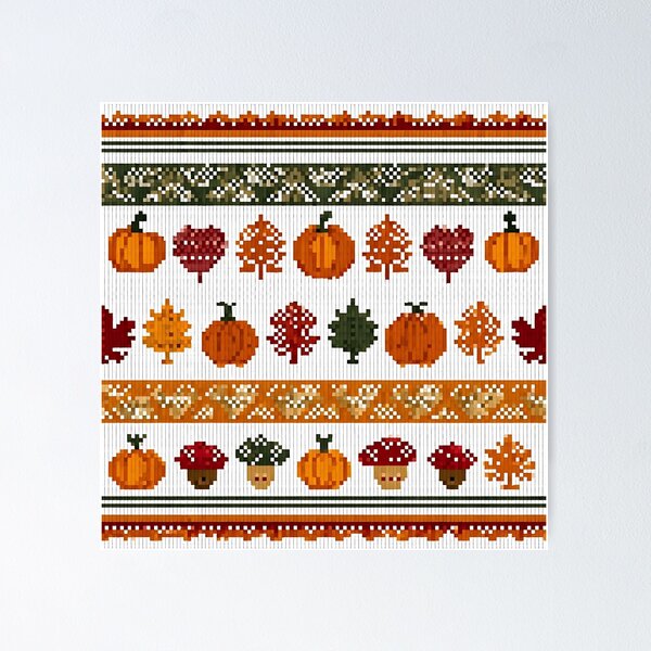 Item preview, Autumn-inspired Nordic pixel seamless pattern 4 designed and sold by Shuga-Design.