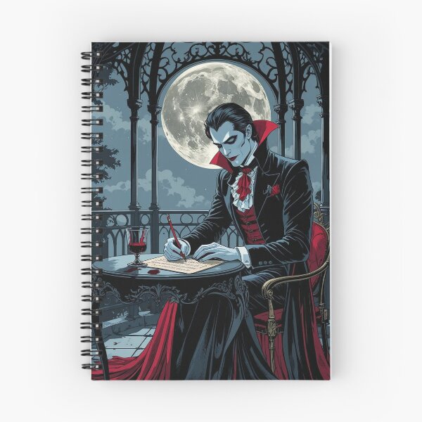 Item preview, Vampire Writing Poetry – Gothic Moonlit Gazebo Art Print designed and sold by Deezyned.